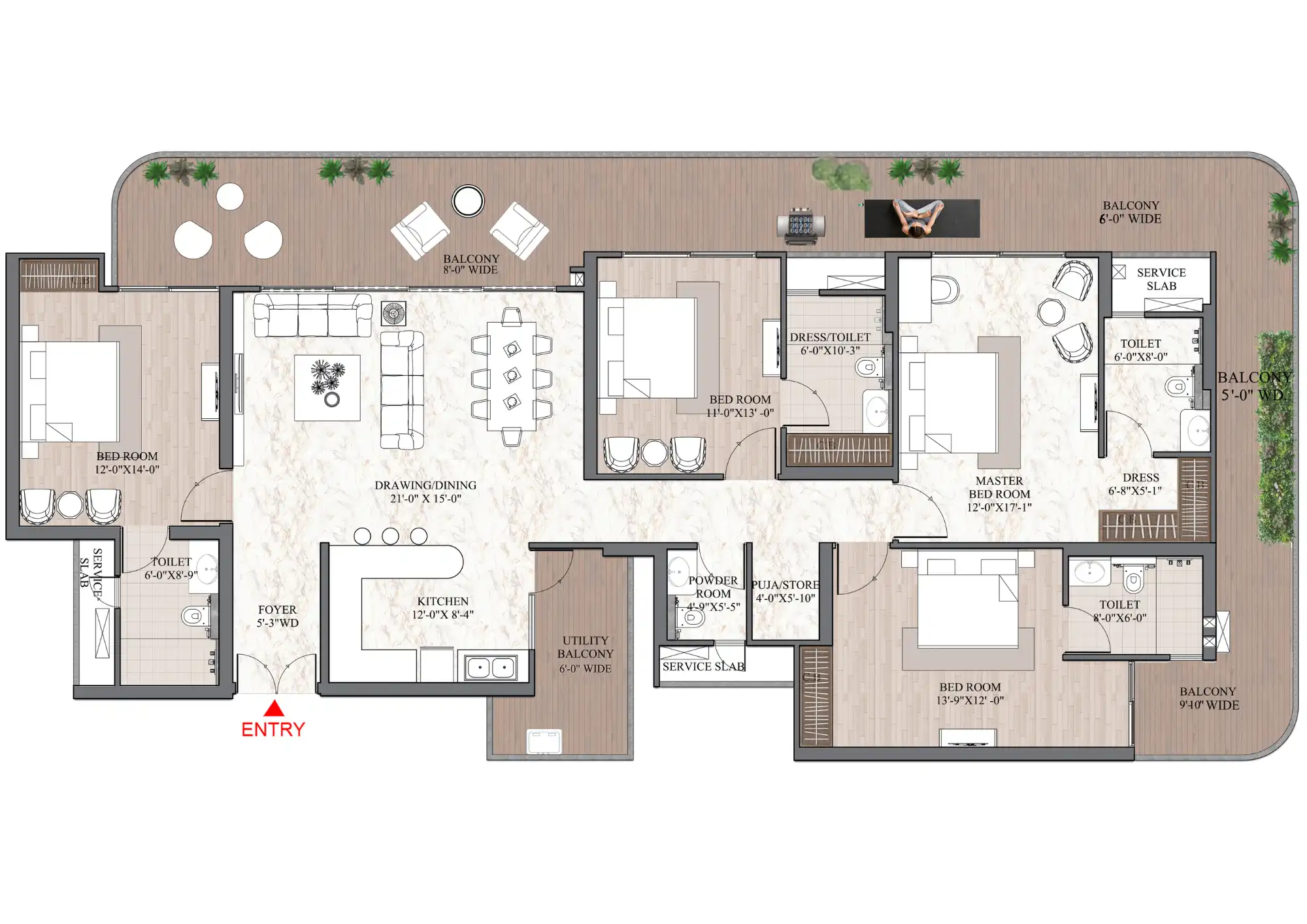 Ashtech Presidential Towers 4BHK + 4T - 3095 Sq.Ft.